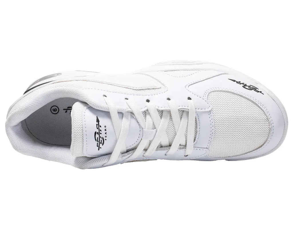 Men's structured walking sneakers, white upper with lace-up front and logo