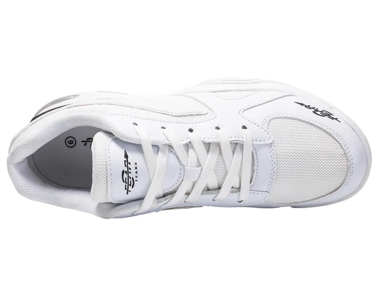 Men's structured walking sneakers, white upper with lace-up front and logo