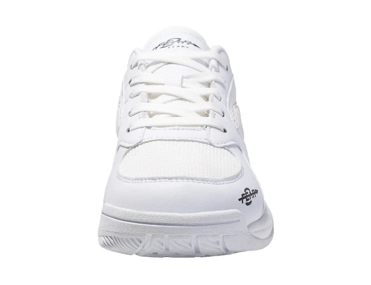 White men's walking sneaker with lace-up front and padded tongue