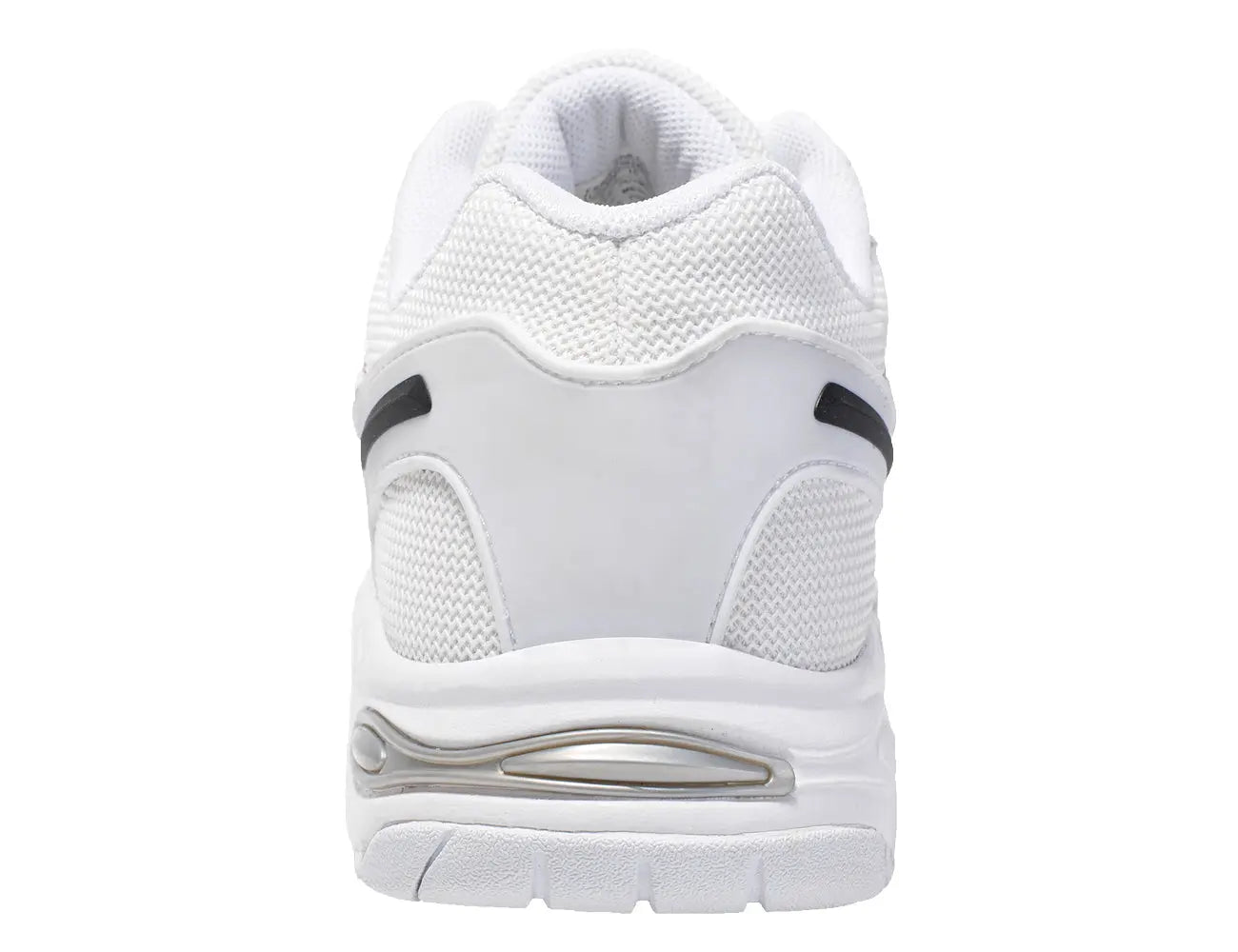 White men's walking sneaker with cushioned collar and padded heel