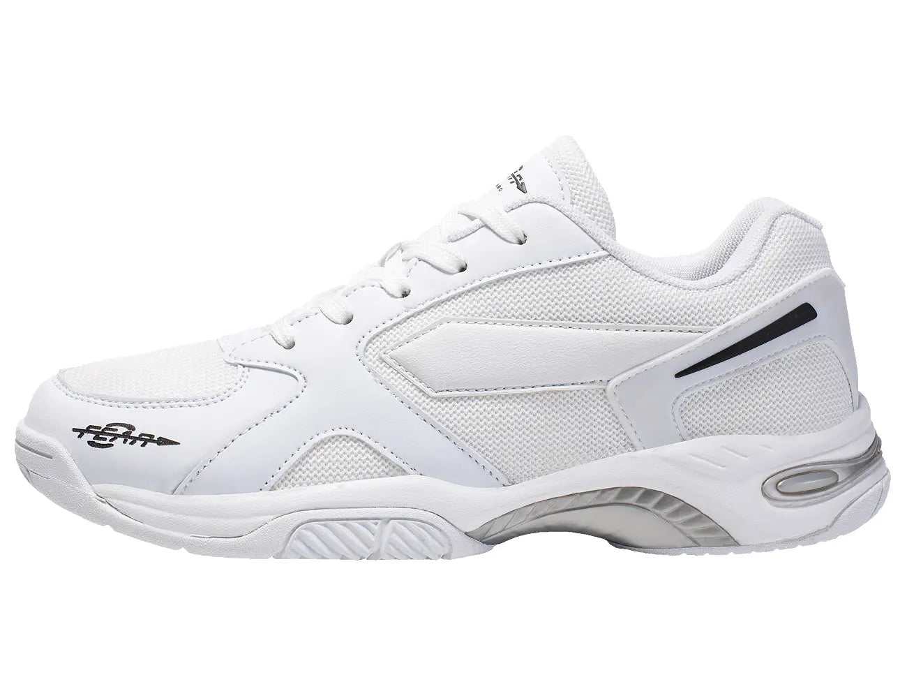White men's structured walking sneaker with mesh panels and lace-up closure