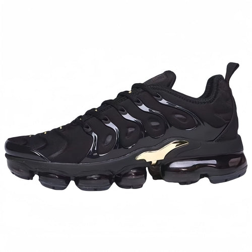 Unisex sculpted-sole sneakers in black with light cream logo detail, lace-up athletic style