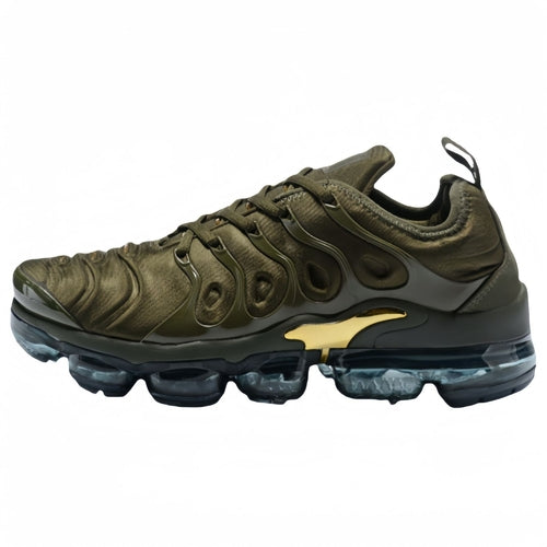 Unisex sculpted-sole sneakers in olive green with yellow midsole detail, lace-up style