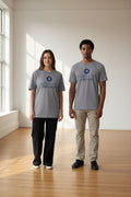carbon gray unisex heavyweight crewneck T-shirt with front logo graphic