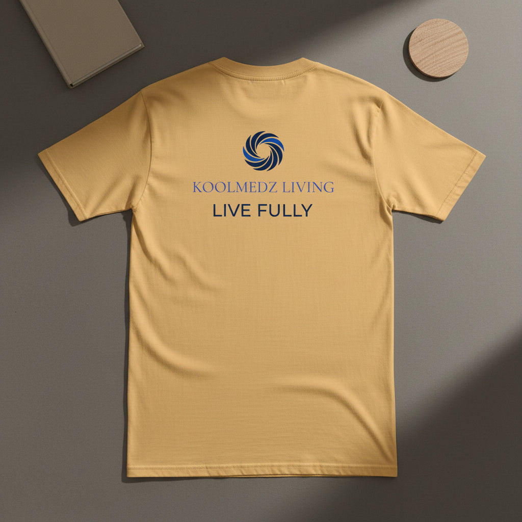 Vintage gold unisex heavyweight crewneck T-shirt with front logo graphic