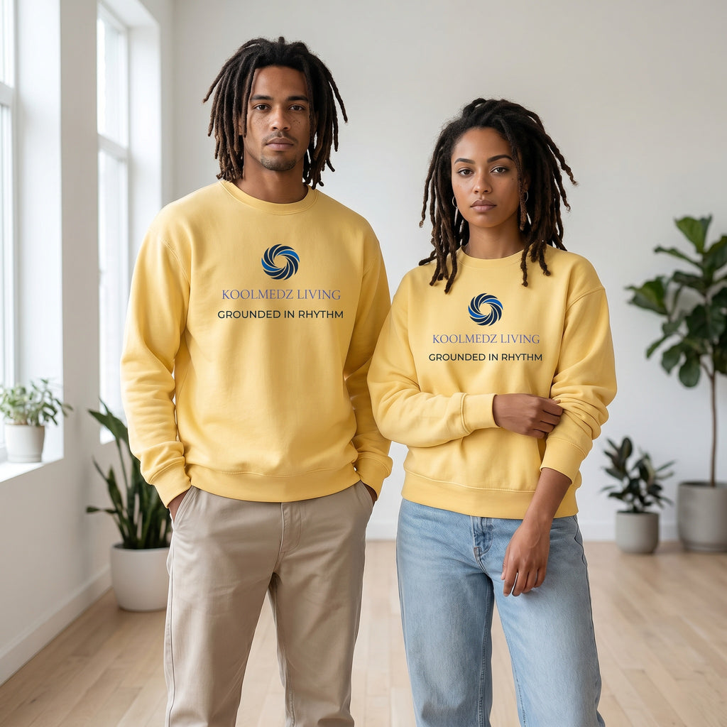 GROUNDED IN RHYTHM Unisex Garment-Dyed Fleece Crewneck Sweatshirt | Inner Alignment Apparel