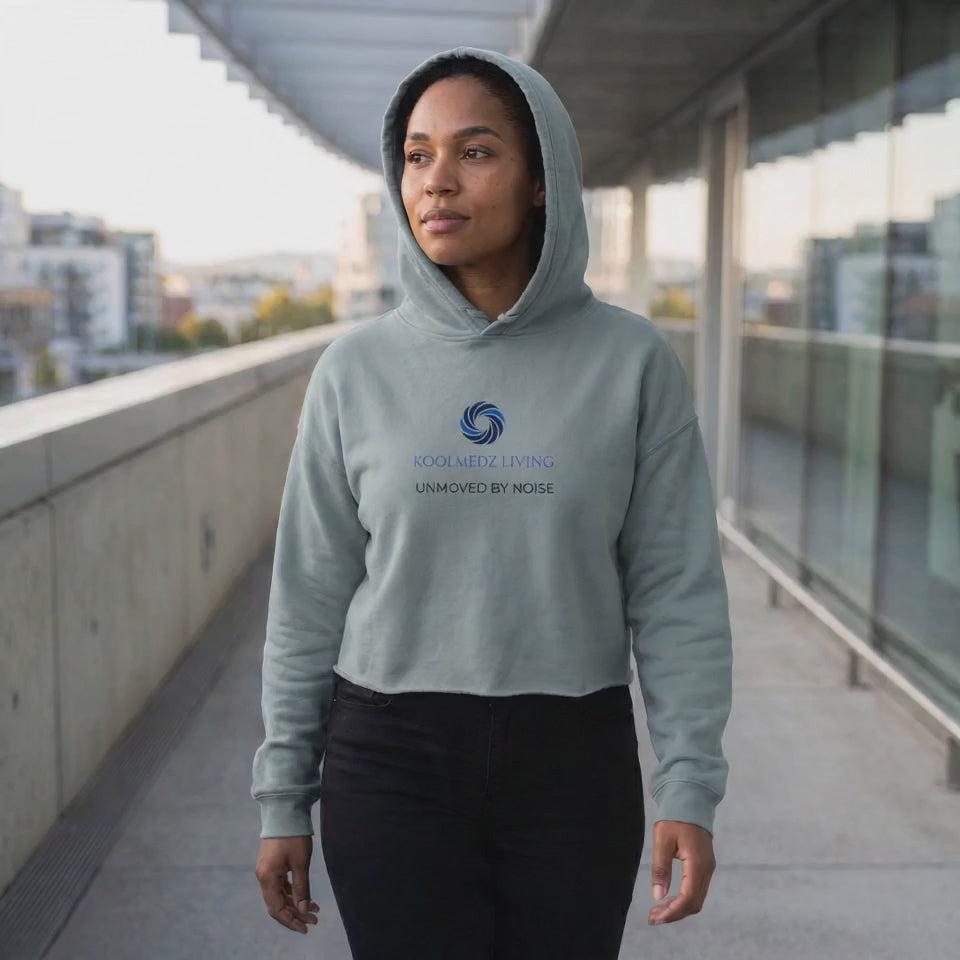 UNMOVED BY NOISE Cropped Hoodie | Quiet Power Apparel