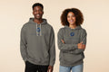 Unisex lightweight hoodie in charcoal gray with front pouch pocket and hood