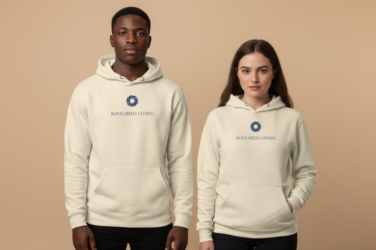 Unisex light pullover hoodie with adjustable hood and kangaroo front pocket