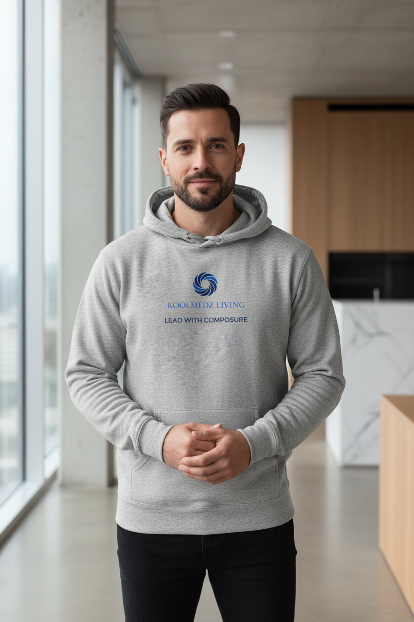Carbon grey unisex hoodie with hood and front pouch pocket, long sleeves