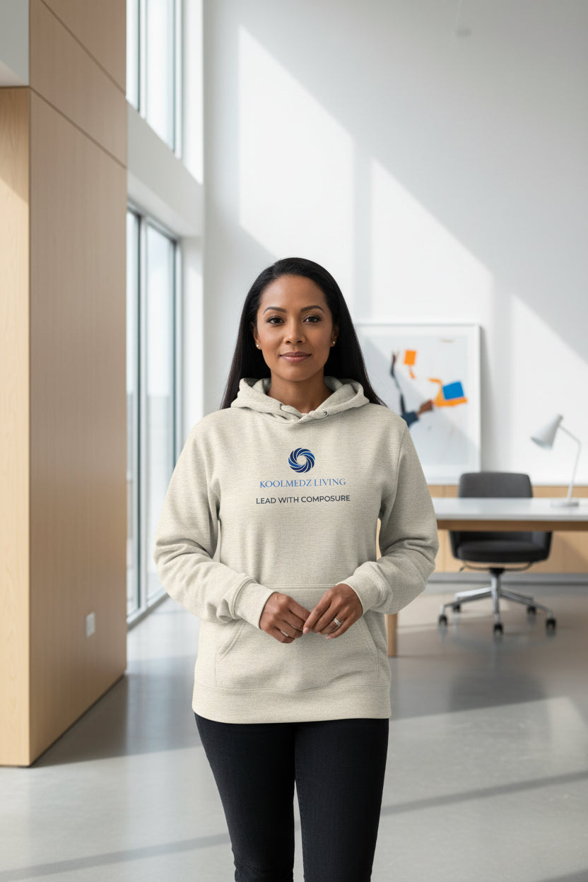 Oatmeal heather unisex hoodie with hood and front pouch pocket, long sleeves