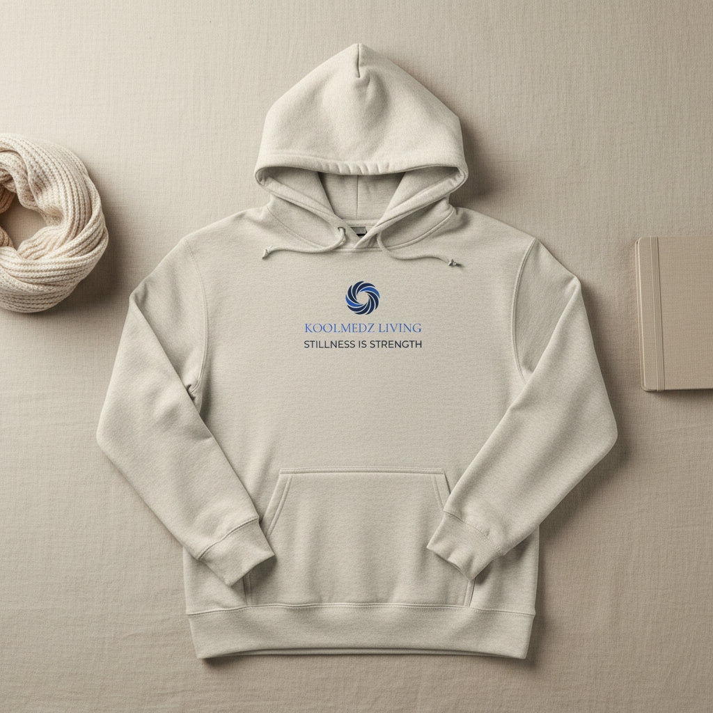 Oatmeal heather unisex hoodie with hood, drawstrings, kangaroo pocket, and chest logo